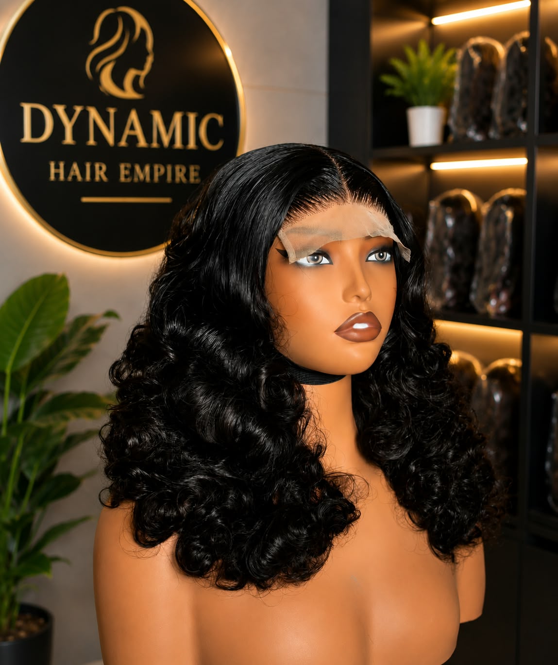 Gucci bounce curly,  human hair wig  350g, 22inch.  5x5 closure — Front view