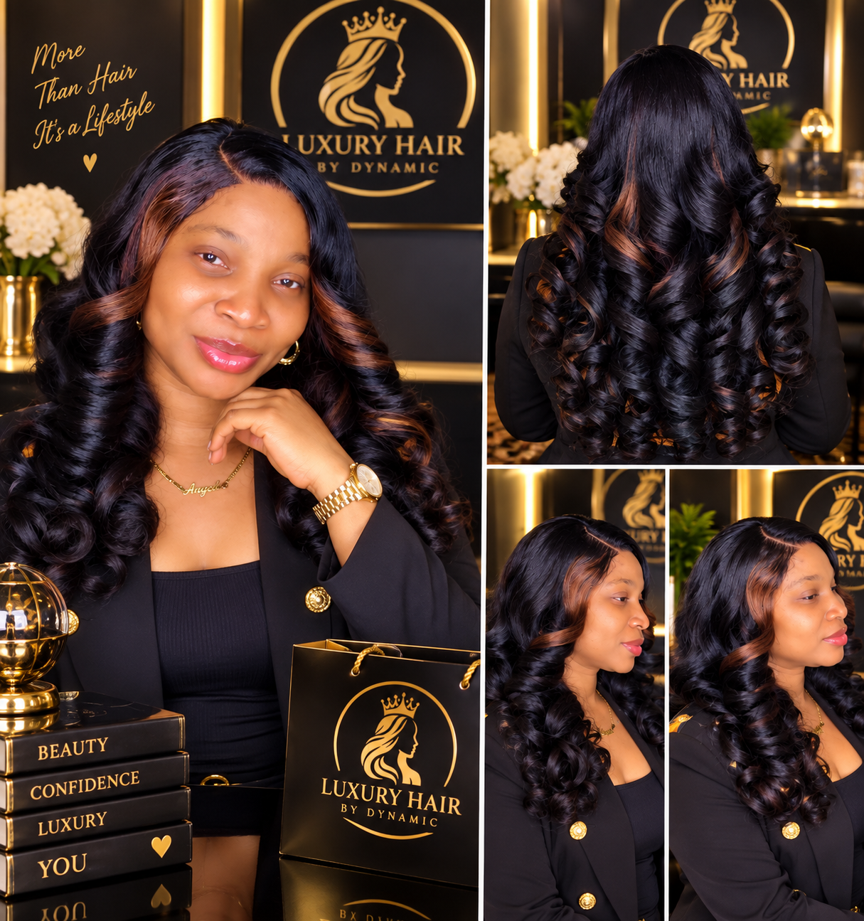 Bounce hair with classic,  20INCH,  5×5 ,300g — Front view