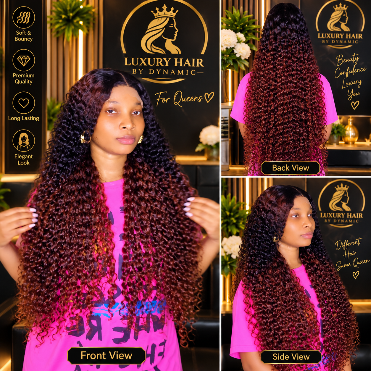 Burmese curly, 34inch  ,5×5. 450g — Front view