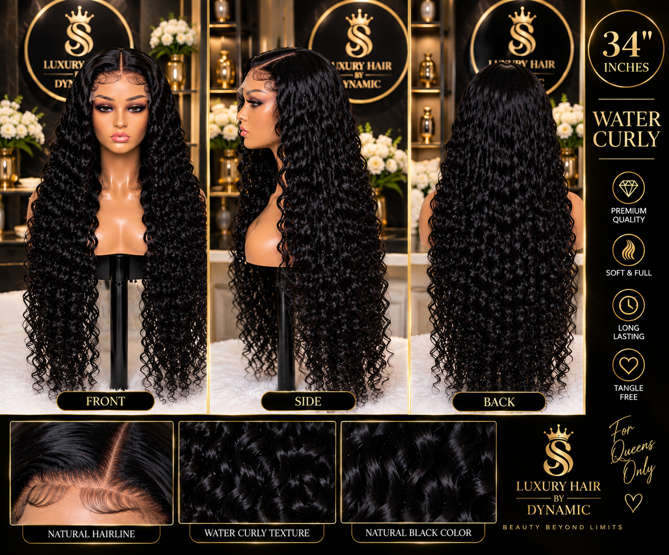 Water curly  34inch  350g 5,5 — Front view